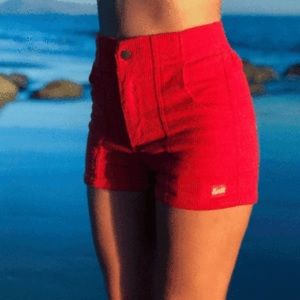 Red Corduroy Hammies Shorts 30